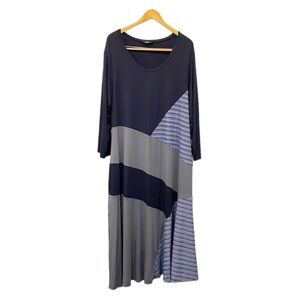 Suzanne Betro Color Block Mixed Media A-Line Jersey Knit Maxi Dress‎ Women’s 2X